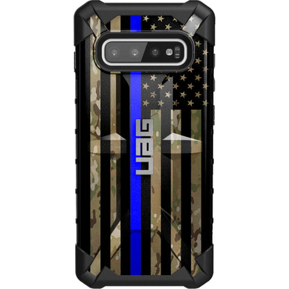 Multicam OCP/Scorpion Camouflage, Subdued US American Flag Thin Blue Line Police Custom Printed Case Design for Apple, Samsung, Google & Motorola Phone Models