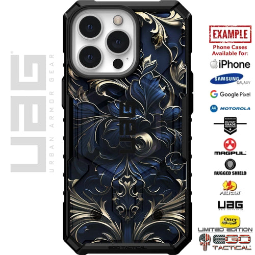 Blue Gold Aesthetic Design Custom Printed Case Design for Apple, Samsung, Google & Motorola Phone Models