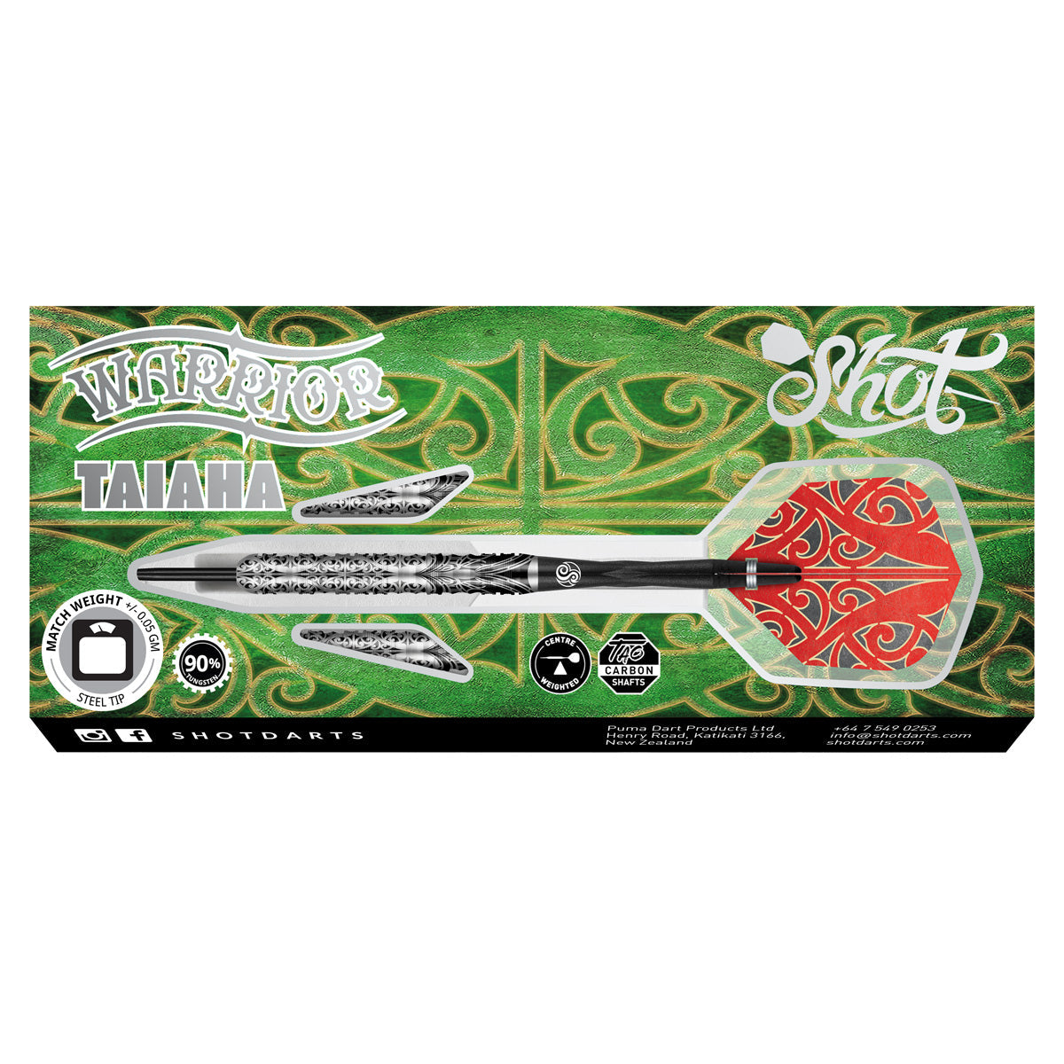 SHOT - Warrior Taiaha Steel Tip Darts - 90% Tungsten - 23g