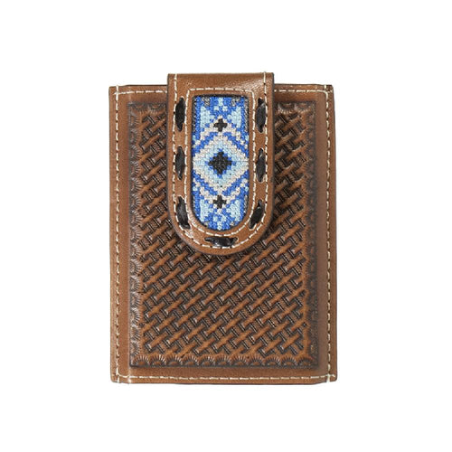 3D Men's Blue Diamond Inlay Money Clip