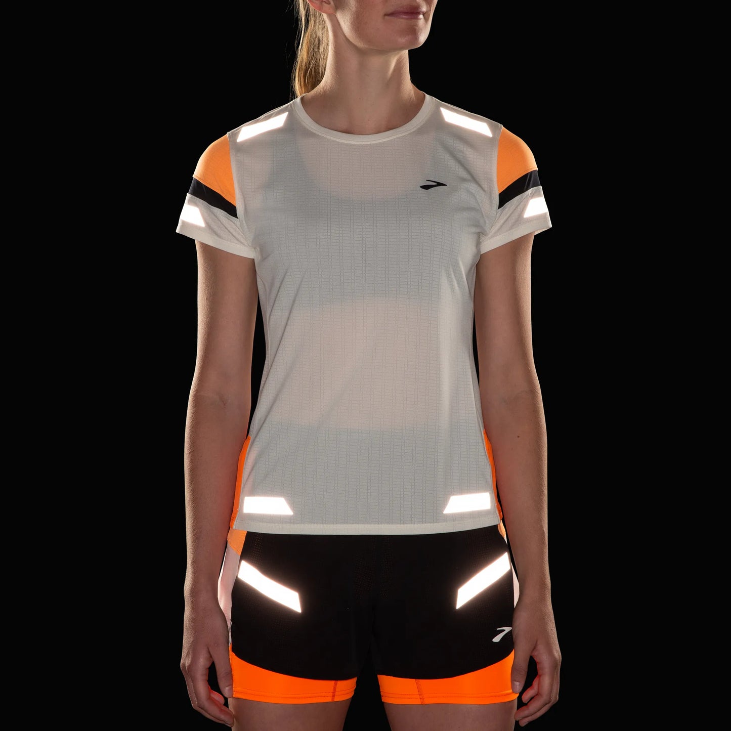 Brooks Run Visible Short Sleeve 2.0 - Ecru/Fluoro Flash WOMEN (221690-167)