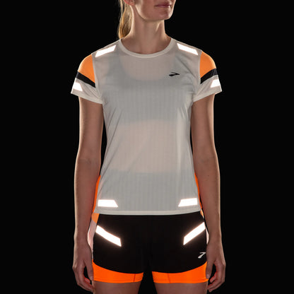 Brooks Run Visible Short Sleeve 2.0 - Ecru/Fluoro Flash WOMEN (221690-167)