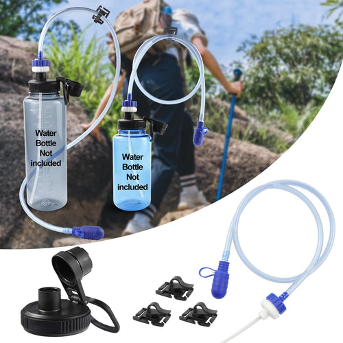 Hydration Adapter Kit for Nalgene Water Bottle with Cap Compatible with 32/48 oz Wide Mouth Water Bottles Outdoor Sports Accessories Use for Camping Cycling Hiking(White)