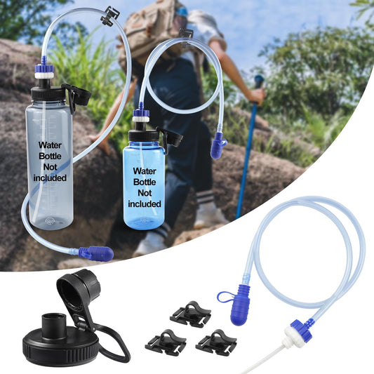 Hydration Adapter Kit for Nalgene Water Bottle with Cap Compatible with 32/48 oz Wide Mouth Water Bottles Outdoor Sports Accessories Use for Camping Cycling Hiking(White)