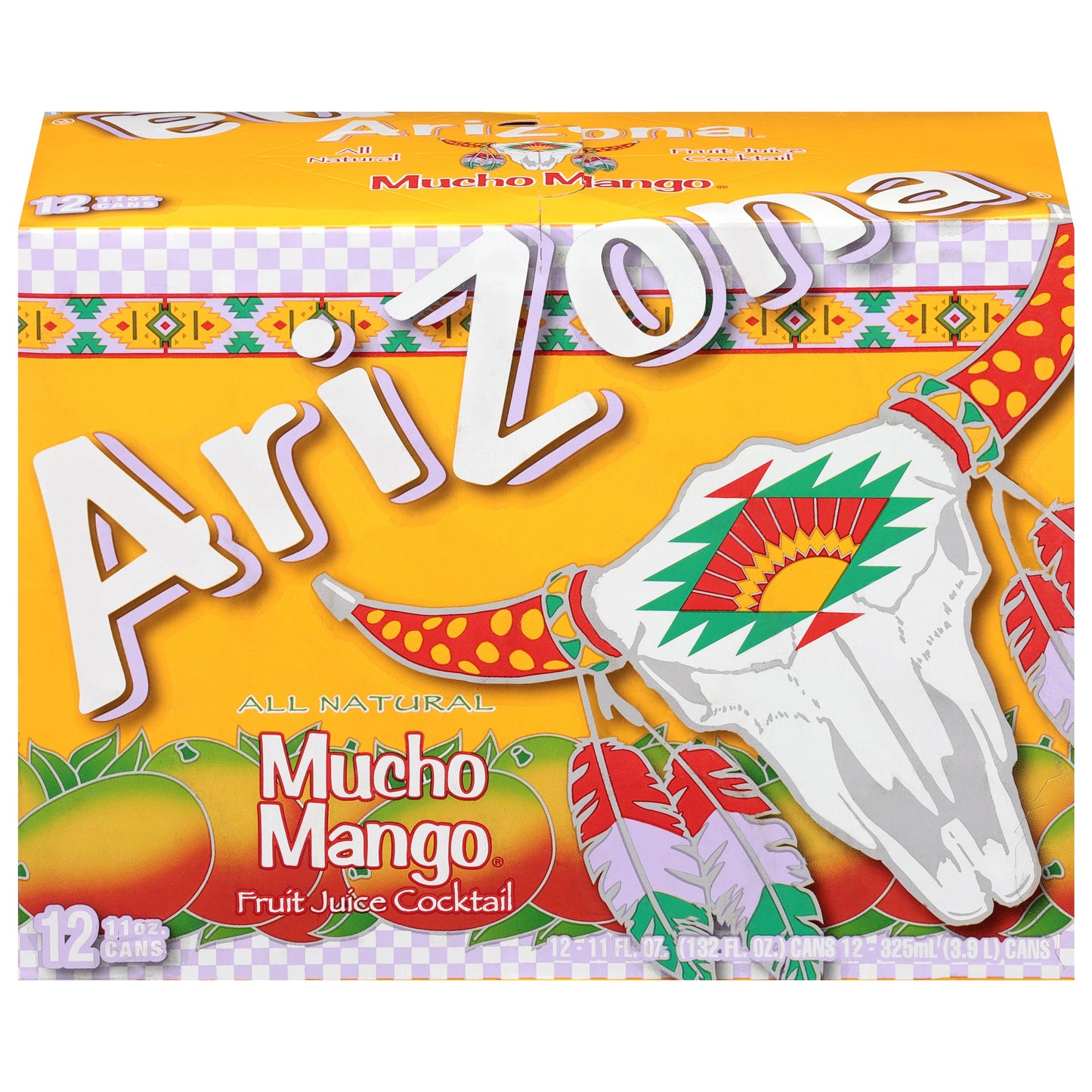 AriZona All Natural Mucho Mango Fruit Juice Cocktail 12 - 11 oz Cans - 1 Pack