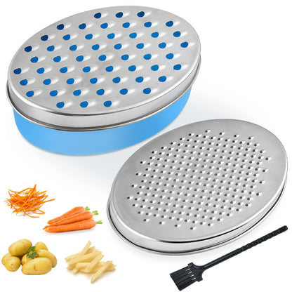 Akamino Cheese Grater Grater Lemon with Food Storage Container & Lid Grinder Grater for kitchen - Perfect For Hard Parmesan Ginger Vegetables Butter (Blue)