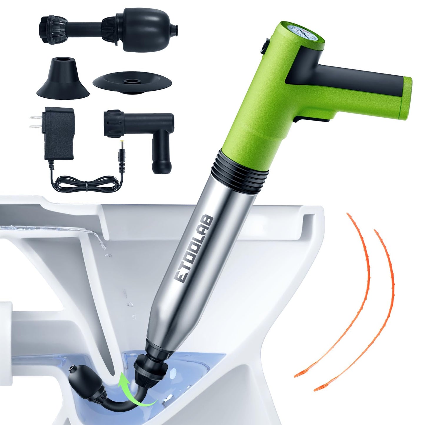etoolab [Unclog In One Shot] Electric Toilet PlungerRemover For BathroomKitchen Pipes ClogHigh Pressure Air Plungers For Bathroom Heavy Duty