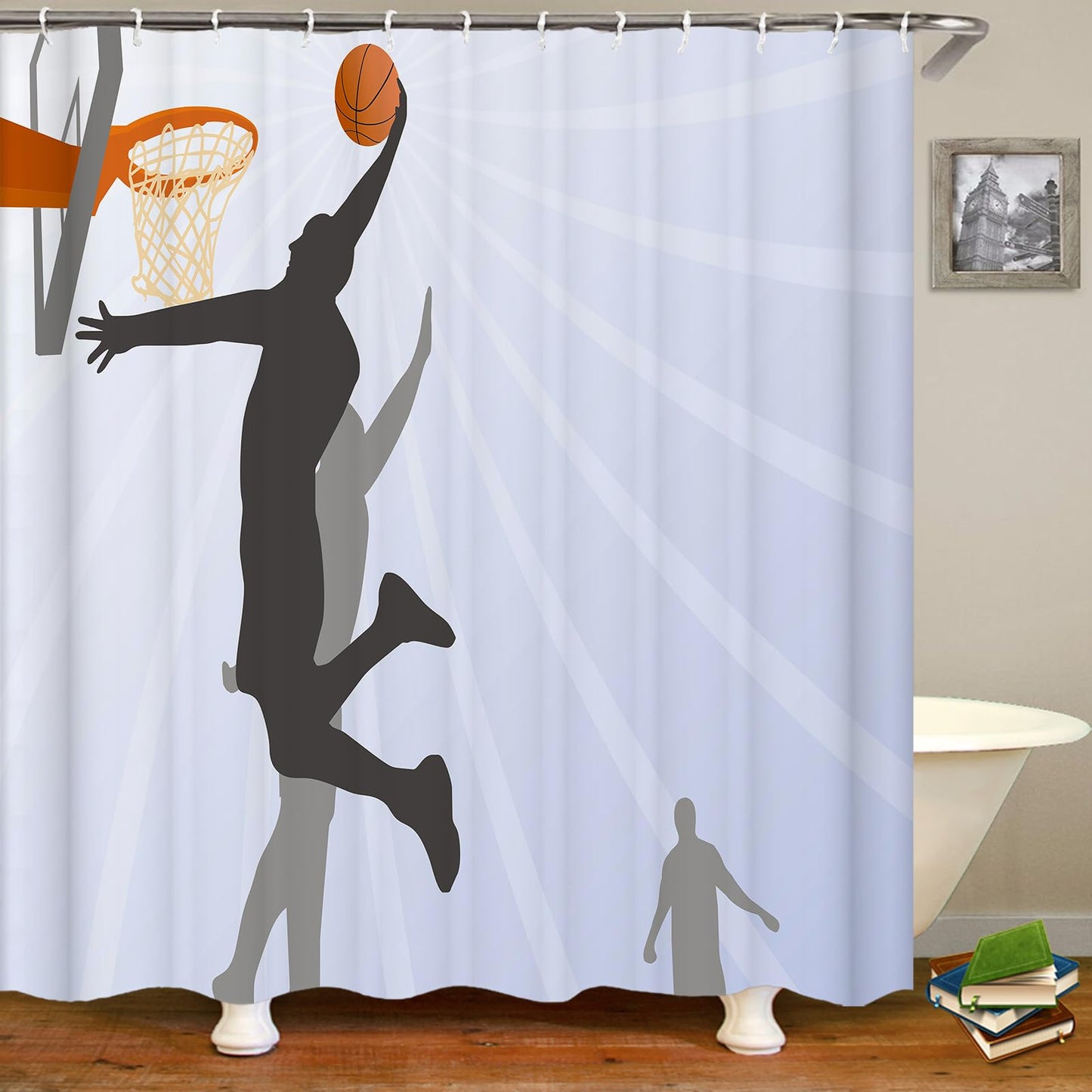 HTSHO Basketball Shower Curtains for Bathroom Sports Shower Curtains for Bathroom Basketball Bathroom Shower Curtains for Boys Girls (Basketball-6)
