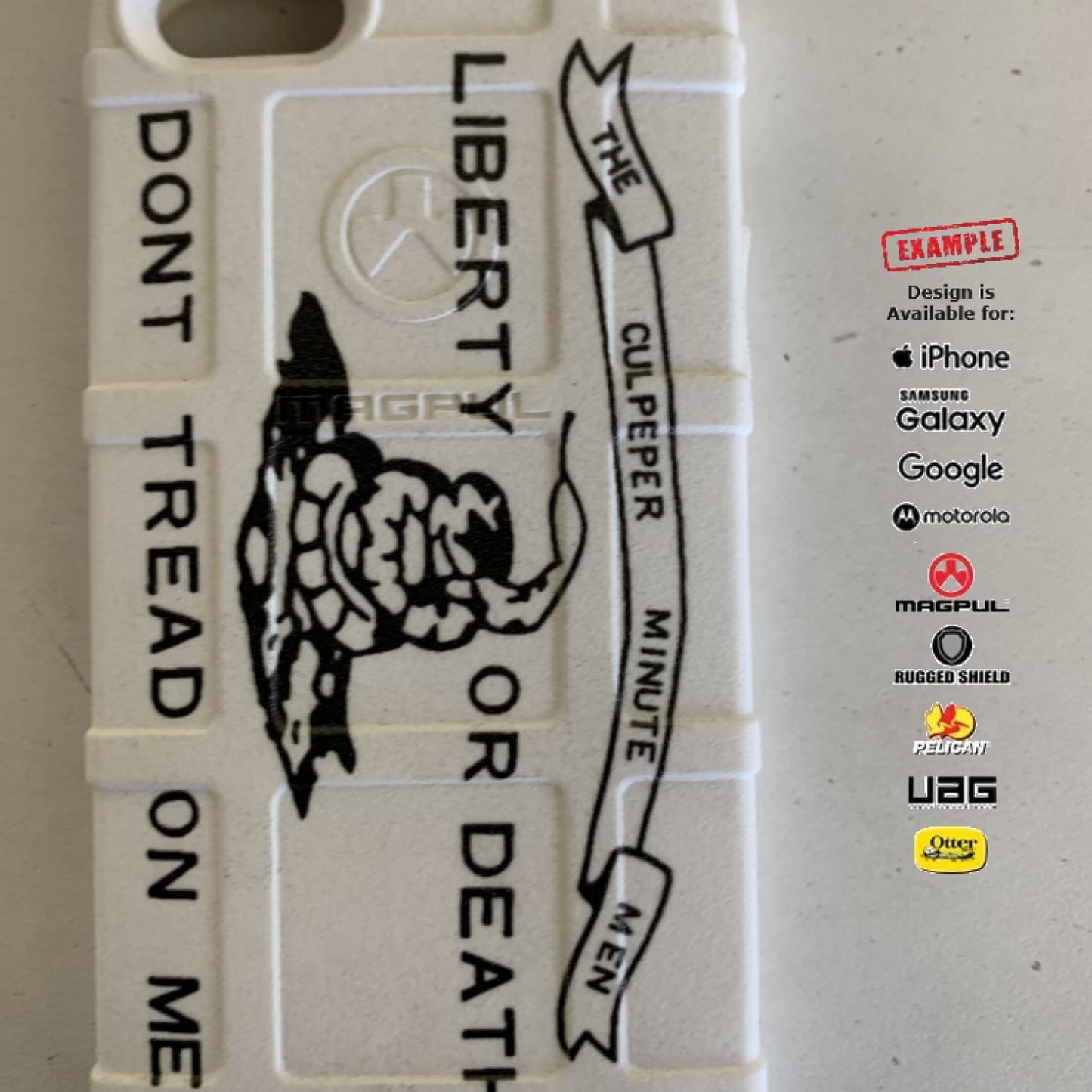 CLEARANCE - Magpul Industries Custom UV-Laser Printed Apple iPhone 5 iPhone 5S Only BLACK GADSEN FLAG ON WHITE BACKGROUND EGO117