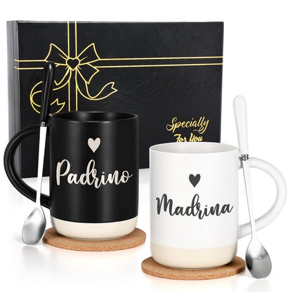 Cabtnca Godparents Proposal Gift Godparents Gift Padrino Madrina Mugs Will You Be My Godparents Christmas Birthday Gifts for Godparents from Godchild Godparents Gifts for Baptism 16 Oz