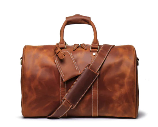 Handmade Leather Retro Travel Bag for Men and Women