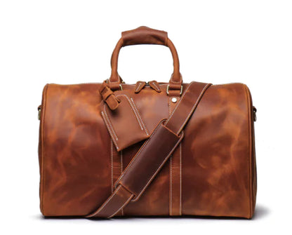 Handmade Leather Retro Travel Bag for Men and Women