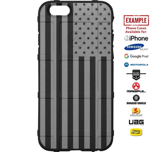 US American Flag Subdued Grey Print Custom Printed Case Design for Apple, Samsung, Google & Motorola Phone Models