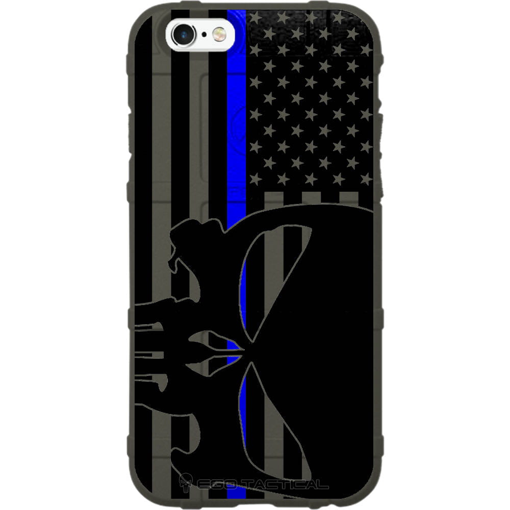 US American Flag Subdued Thin Blue Line Punisher, Police Police Custom Printed Case Design for Apple, Samsung, Google & Motorola Phone Models