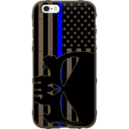 US American Flag Subdued Thin Blue Line Punisher, Police Police Custom Printed Case Design for Apple, Samsung, Google & Motorola Phone Models