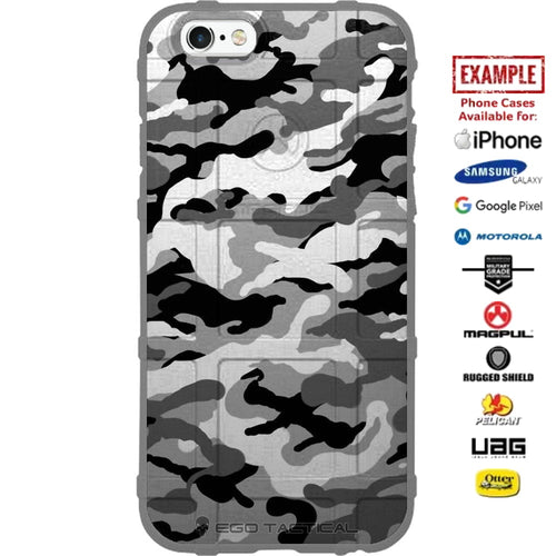 Subdued Black Grey White Camouflage Custom Printed Case Design for Apple, Samsung, Google & Motorola Phone Models