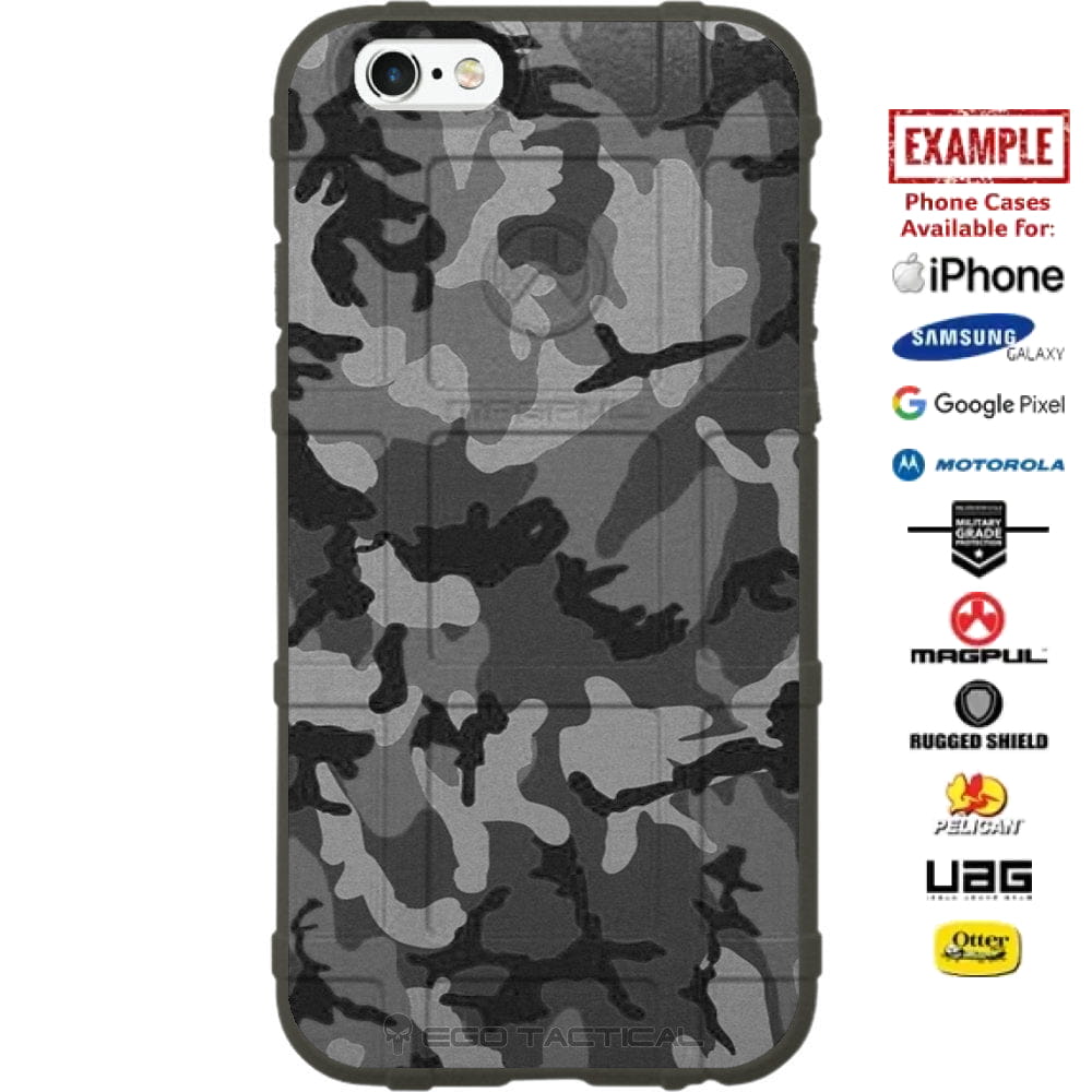 Black Grey Subdued Woodlands Camouflage Print Custom Printed Case Design for Apple, Samsung, Google & Motorola Phone Models