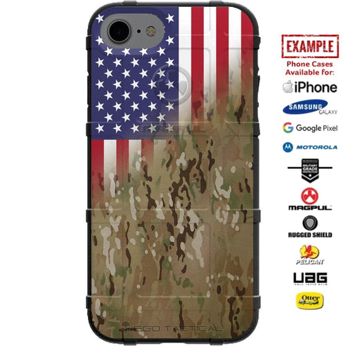 Multicam OCP Scorpion U.S.A. Flag Reversed Custom Printed Case Design for Apple, Samsung, Google & Motorola Phone Models