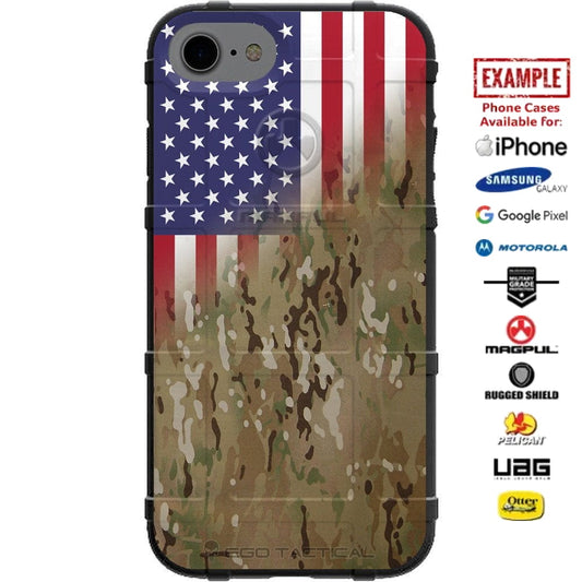 Multicam OCP Scorpion U.S.A. Flag Reversed Custom Printed Case Design for Apple, Samsung, Google & Motorola Phone Models