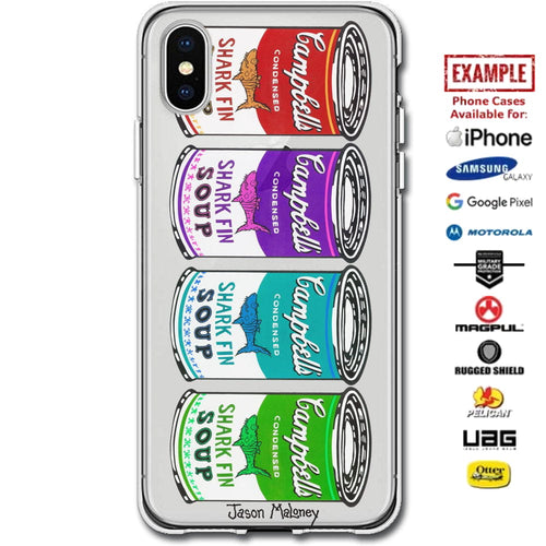 Jason Maloney Art Series: Chum The Shark "Shark Fin Soup Assorted Colors" Limited Edition Custom UV-Printed Custom Printed Case Design for Apple, Samsung, Google & Motorola Phone Models