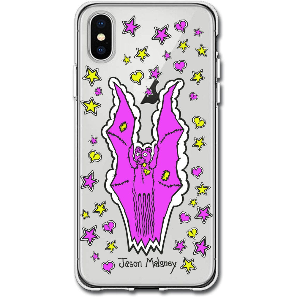 Jason Maloney Art Series: "Bear Bat" Pink and Yellow Stars Limited Edition Custom UV-Printed Custom Printed Case Design for Apple, Samsung, Google & Motorola Phone Models