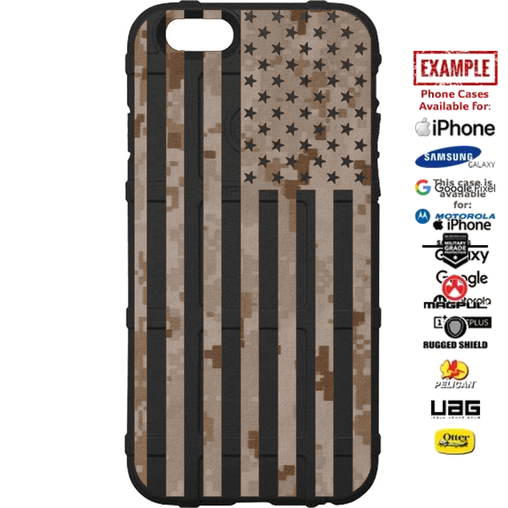 Desert Digital Camouflage MARPAT US American Flag Custom Printed Case Design for Apple, Samsung, Google & Motorola Phone Models