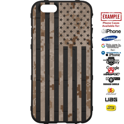 Desert Digital Camouflage MARPAT US American Flag Custom Printed Case Design for Apple, Samsung, Google & Motorola Phone Models