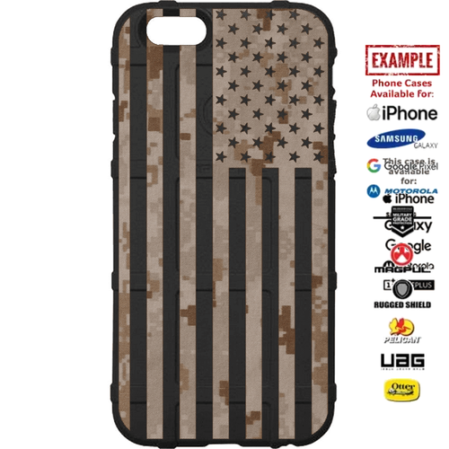 Desert Digital Camouflage MARPAT US American Flag Custom Printed Case Design for Apple, Samsung, Google & Motorola Phone Models