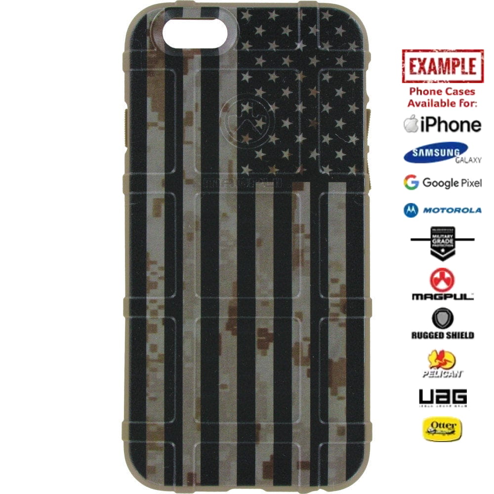 US Subdued Flag on Desert MARPAT Camouflage Custom Printed Case Design for Apple, Samsung, Google & Motorola Phone Models