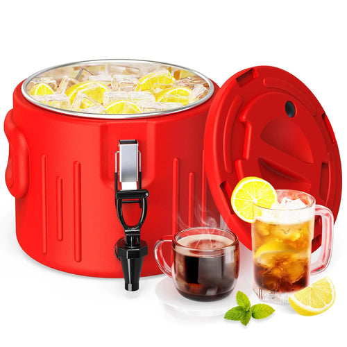 Insulated Beverage Dispenser 2 Gallon - Hot Drink Dispenser with Stainless Steel Interior Portable Hot Water Dispenser for Parties Hot Beverage Dispenser for Coffee Cocoa Tea Chocolate