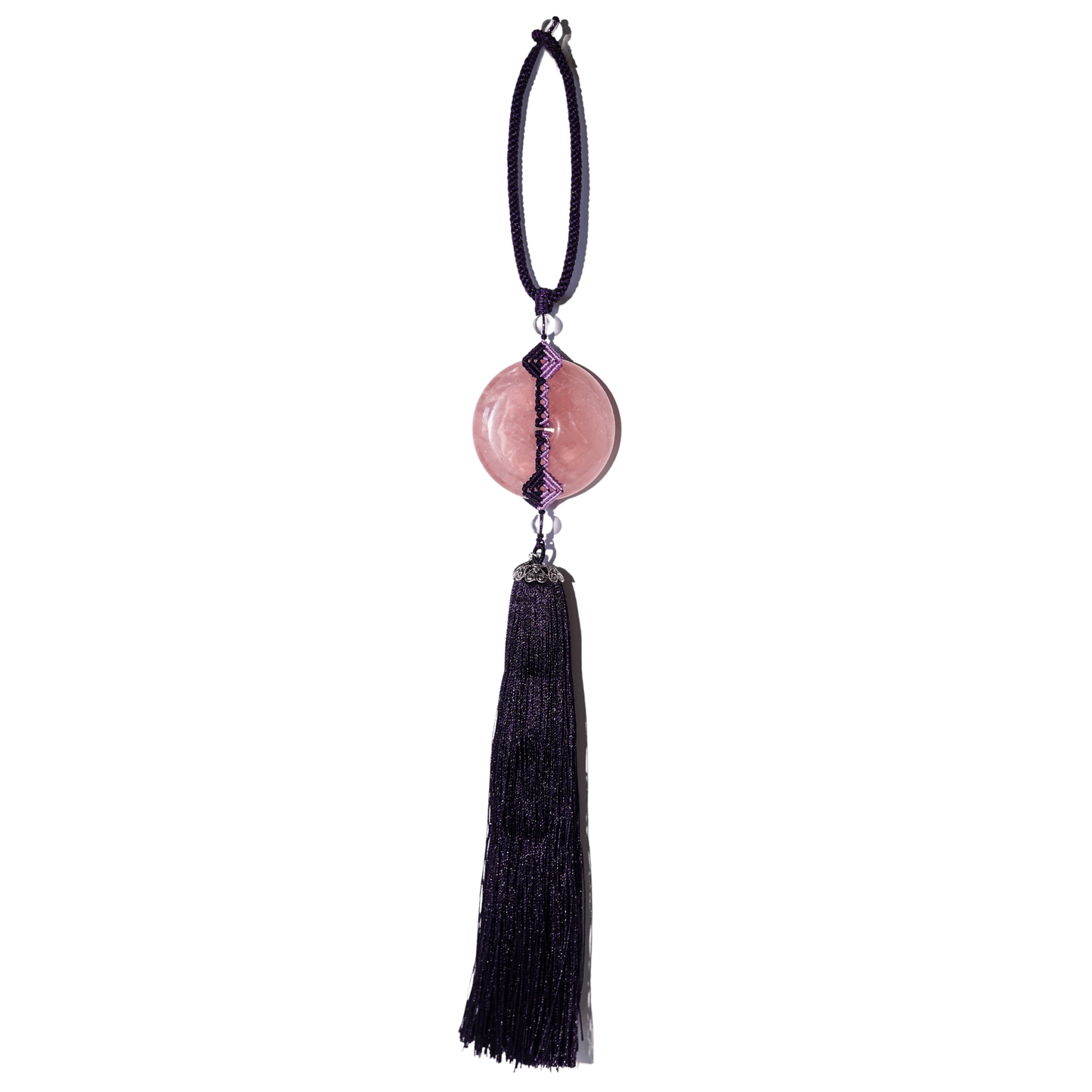 Purple Tassel Rose Quartz Hanger