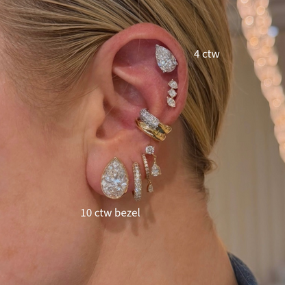 Multi Mixed Shape Diamond Bar Stud Earrings