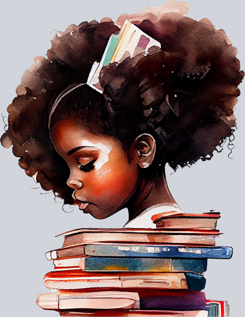 Black Girl And Books 4 - STK00621 (DTF Transfers)