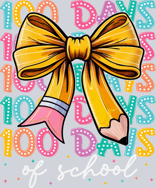 100 Days Of School Pencil White - STK07282 (DTF Transfers)
