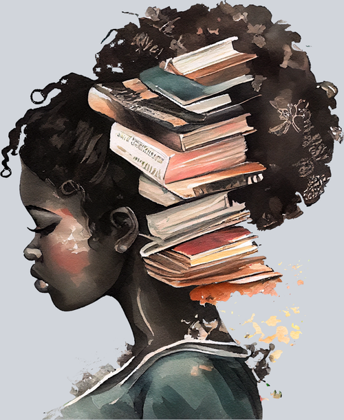 Black Girl And Books 1 - STK00618 (DTF Transfers)