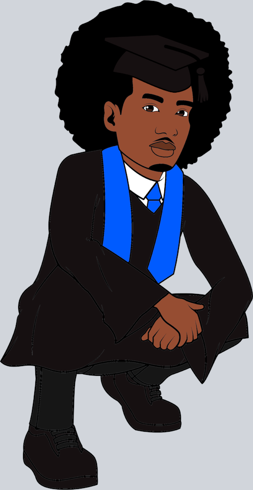 Black Man Graduation Afro - STK00868 (DTF Transfers)