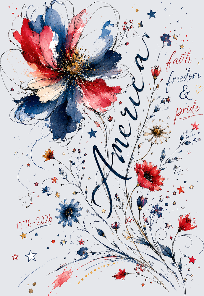 America 250th Floral - STK07781 (DTF Transfers)