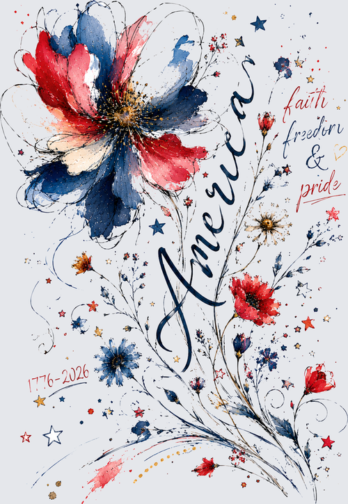 America 250th Floral - STK07781 (DTF Transfers)