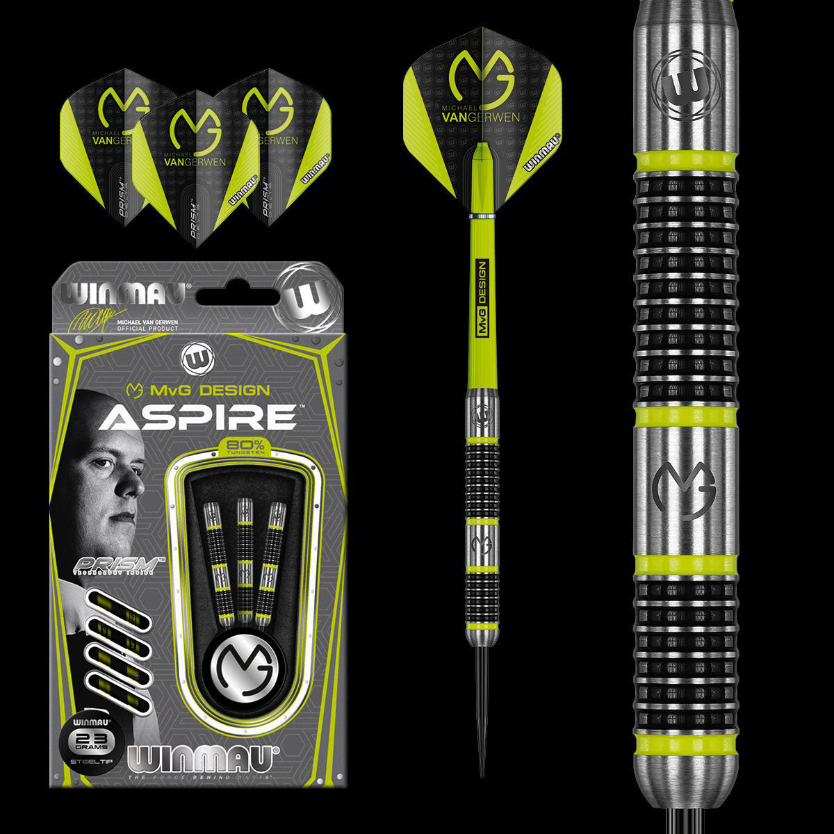 WINMAU MVG Aspire Darts - 80% Tungsten - 25g